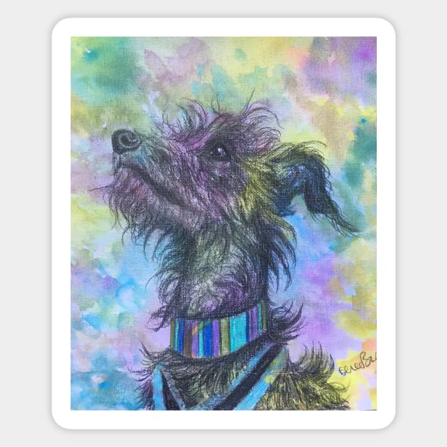 Rainbow scruffy Lurcher Sticker by Merlinsmates